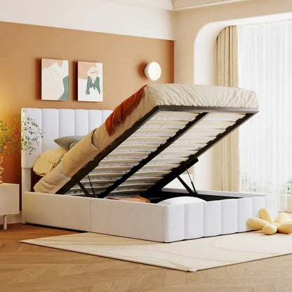 Upholstered Platform Bed with Hydraulic Storage System