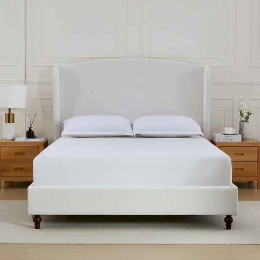 Windsor Headboard Upholstered Wingback Platform Bed