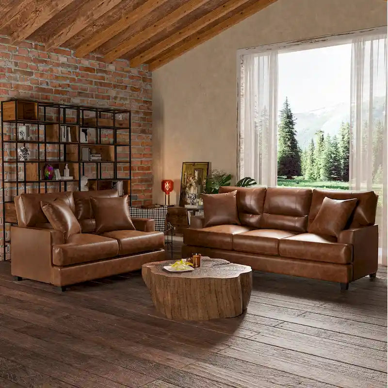 Faux Leather 2 Piece Chair and Sofa Set by Morden Fort