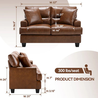 Faux Leather 2 Piece Chair and Sofa Set by Morden Fort