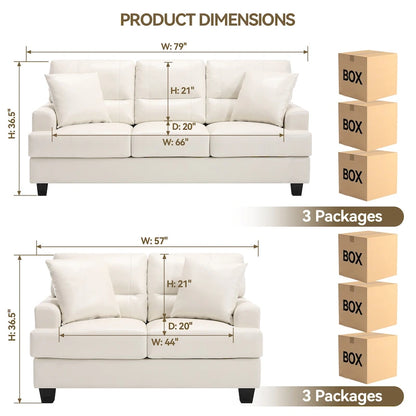 Faux Leather 2 Piece Chair and Sofa Set by Morden Fort