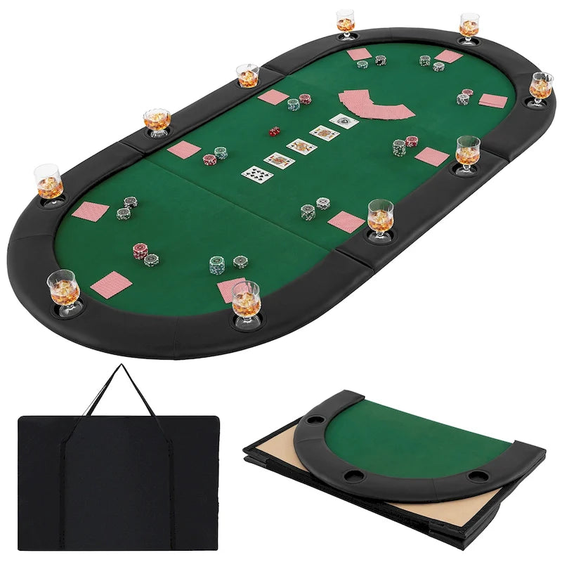 Gymax 84 x 42 10-Player Foldable Padded Poker Table Top w/