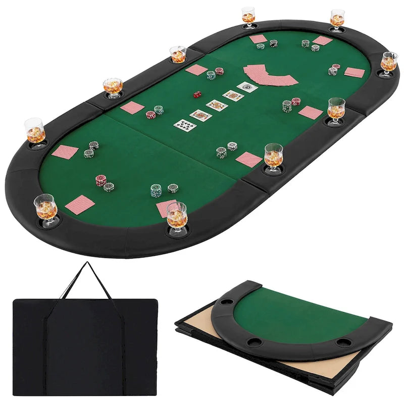 Gymax 84 x 42 10-Player Foldable Padded Poker Table Top w/
