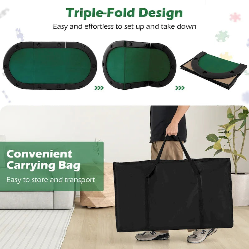 Gymax 84 x 42 10-Player Foldable Padded Poker Table Top w/