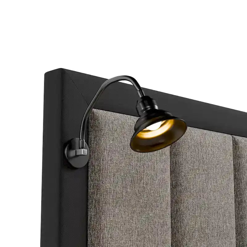 Furniture of America Orelo Modern Dark Brown Extended Wall Panel Bed with Reading Lights