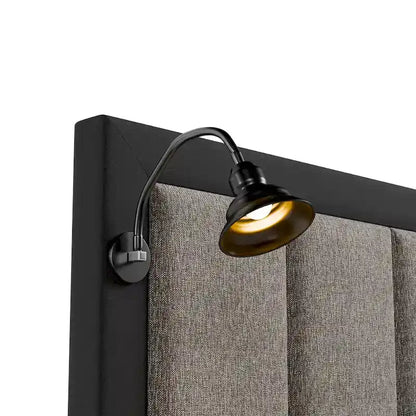 Furniture of America Orelo Modern Dark Brown Extended Wall Panel Bed with Reading Lights