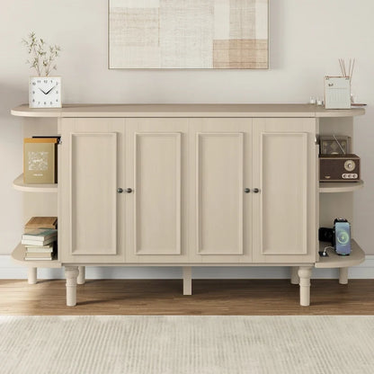 Farmhouse Murphy Bed Foldable Platform Bed Convertible Chest Cube Cabinet Bed with Curved Shelves and Charging Station