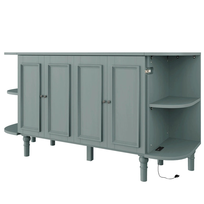 Farmhouse Murphy Bed Foldable Platform Bed Convertible Chest Cube Cabinet Bed with Curved Shelves and Charging Station