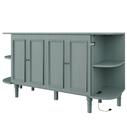 Farmhouse Murphy Bed Foldable Platform Bed Convertible Chest Cube Cabinet Bed with Curved Shelves and Charging Station