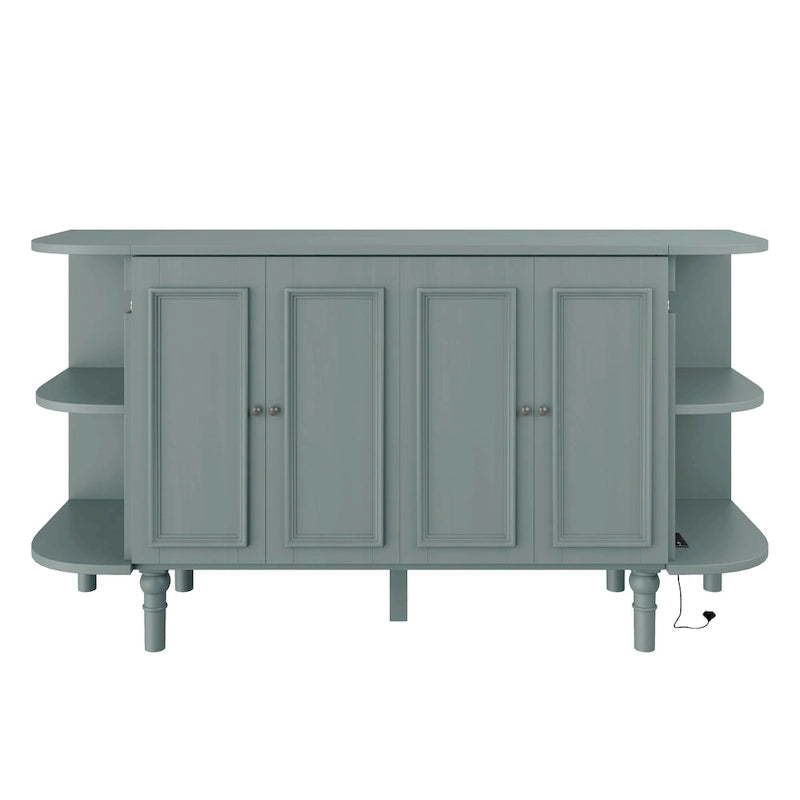 Farmhouse Murphy Bed Foldable Platform Bed Convertible Chest Cube Cabinet Bed with Curved Shelves and Charging Station