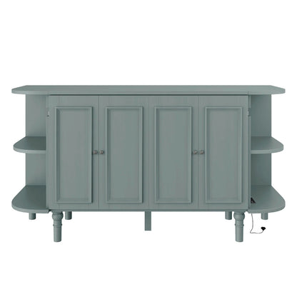 Farmhouse Murphy Bed Foldable Platform Bed Convertible Chest Cube Cabinet Bed with Curved Shelves and Charging Station