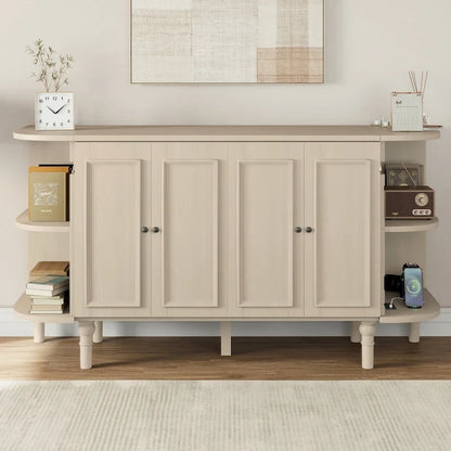 Farmhouse Murphy Bed Foldable Platform Bed Convertible Chest Cube Cabinet Bed with Curved Shelves and Charging Station