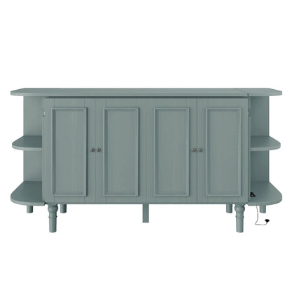 Farmhouse Murphy Bed Foldable Platform Bed Convertible Chest Cube Cabinet Bed with Curved Shelves and Charging Station