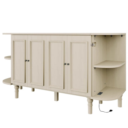 Farmhouse Murphy Bed Foldable Platform Bed Convertible Chest Cube Cabinet Bed with Curved Shelves and Charging Station