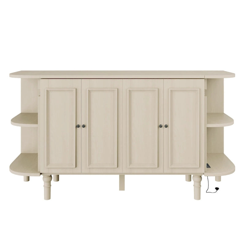 Farmhouse Murphy Bed Foldable Platform Bed Convertible Chest Cube Cabinet Bed with Curved Shelves and Charging Station