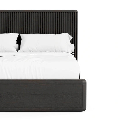Furniture of America Caelan I Modern Black Solid Wood Fluted Panel Bed