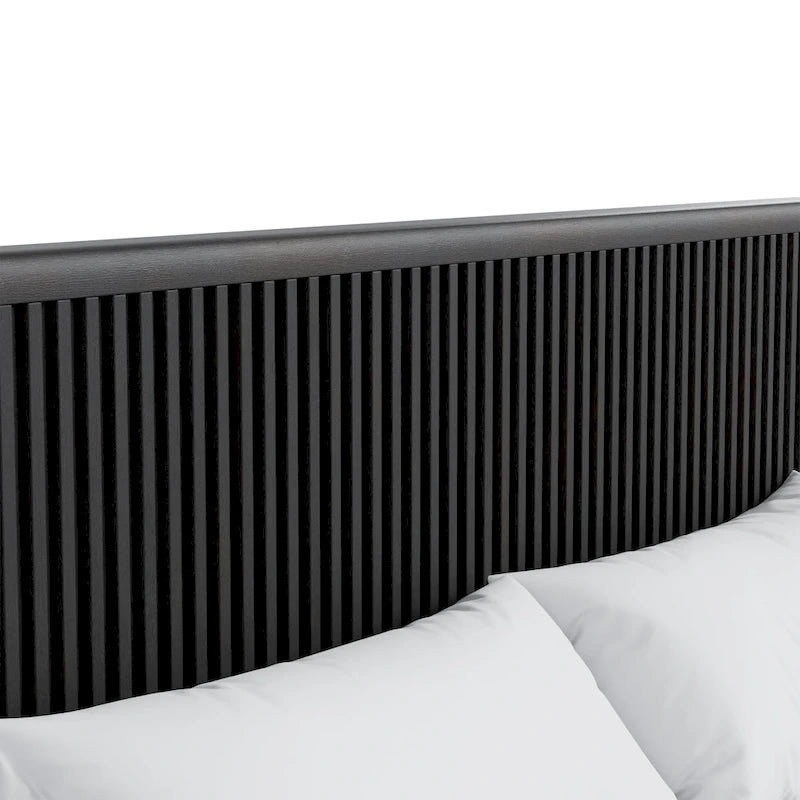 Furniture of America Caelan I Modern Black Solid Wood Fluted Panel Bed