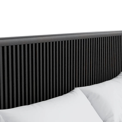 Furniture of America Caelan I Modern Black Solid Wood Fluted Panel Bed
