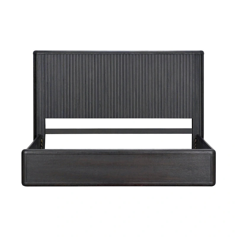 Furniture of America Caelan I Modern Black Solid Wood Fluted Panel Bed