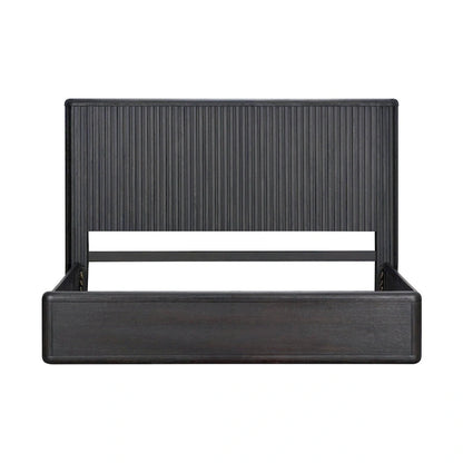 Furniture of America Caelan I Modern Black Solid Wood Fluted Panel Bed