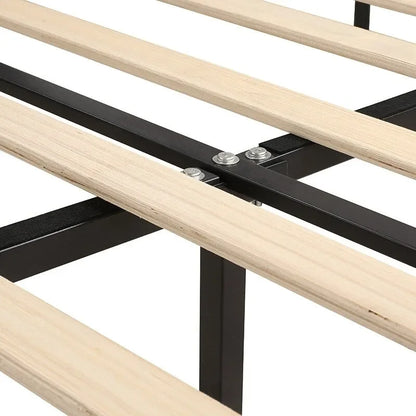 Modern Style Velvet Platform Bed with Upholstered Headboard for Bedroom