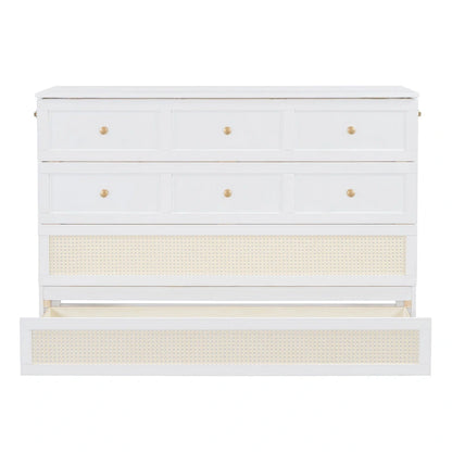 White Queen Size Murphy Bed with Storage and Large Drawers