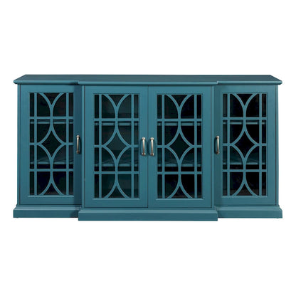Teal Blue Modern 62 TV Stand with Large Top & 6 Shelves