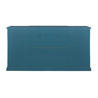 Teal Blue Modern 62 TV Stand with Large Top & 6 Shelves