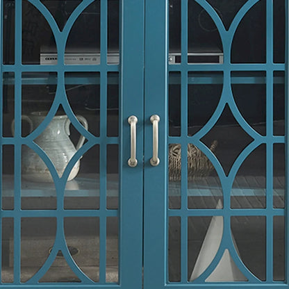 Teal Blue Modern 62 TV Stand with Large Top & 6 Shelves