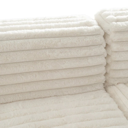 110 Faux Fur Cloud 3-Seater sat L-Shaped Sectional Sofa with Two Included Throw Pillows