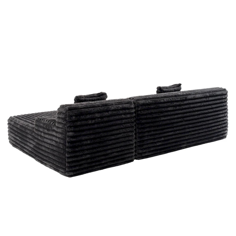 110 Faux Fur Cloud 3-Seater sat L-Shaped Sectional Sofa with Two Included Throw Pillows