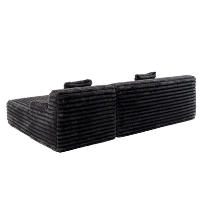 110 Faux Fur Cloud 3-Seater sat L-Shaped Sectional Sofa with Two Included Throw Pillows