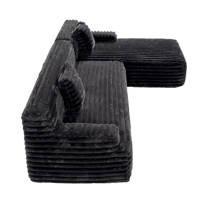 110 Faux Fur Cloud 3-Seater sat L-Shaped Sectional Sofa with Two Included Throw Pillows