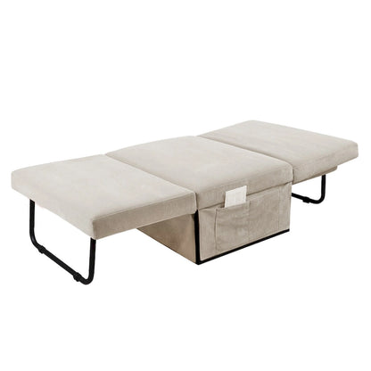 White 36.61 4-in-1 Convertible Corduroy Lounge Chair