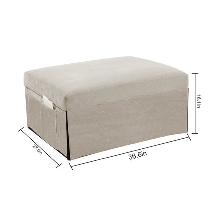 White 36.61 4-in-1 Convertible Corduroy Lounge Chair