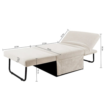 White 36.61 4-in-1 Convertible Corduroy Lounge Chair