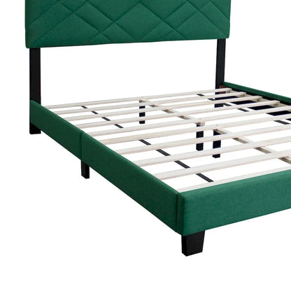 Green Queen Size Adjustable Velvet Platform Bed with Upholstered Headboard