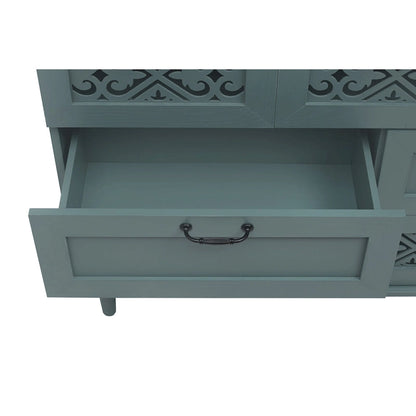 Retro Style 7-Drawer Horizontal Dresser with Carved Drawers Panel and Metal handle for Bedroom, Living Room