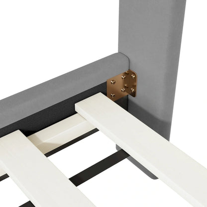 Twin Velvet Platform Bed with Semi-Circle Headboard