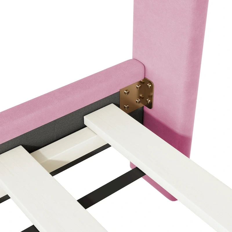 Twin Velvet Platform Bed with Semi-Circle Headboard