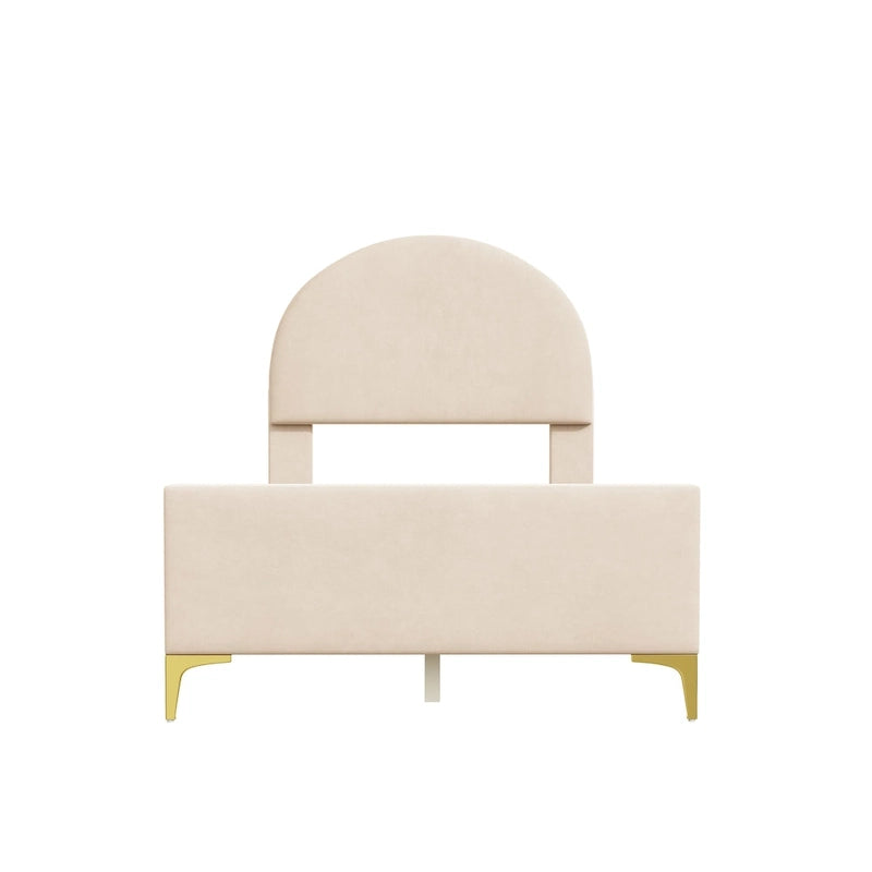 Twin Velvet Platform Bed with Semi-Circle Headboard