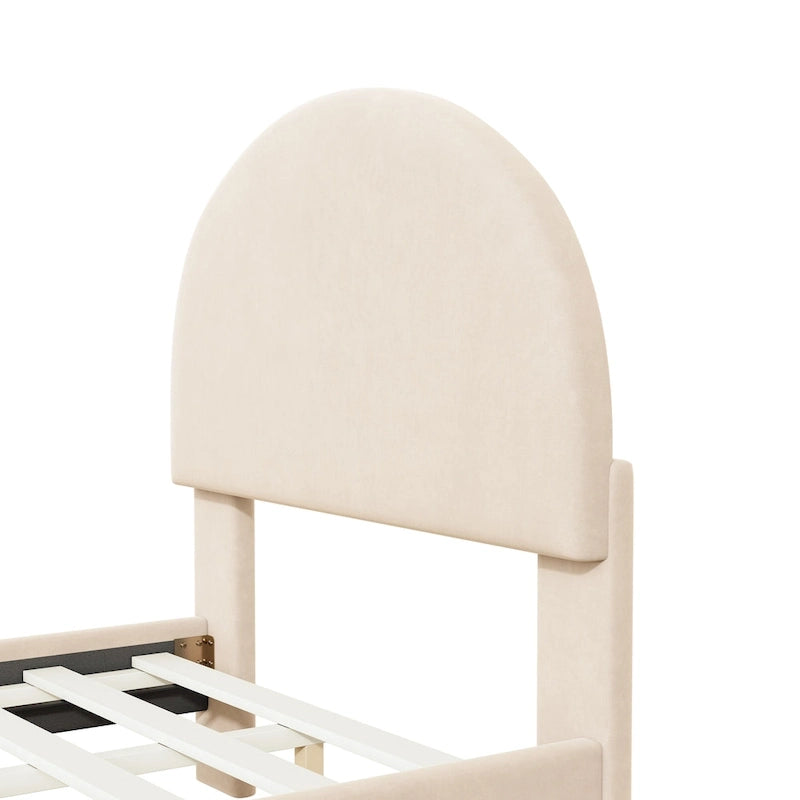 Twin Velvet Platform Bed with Semi-Circle Headboard
