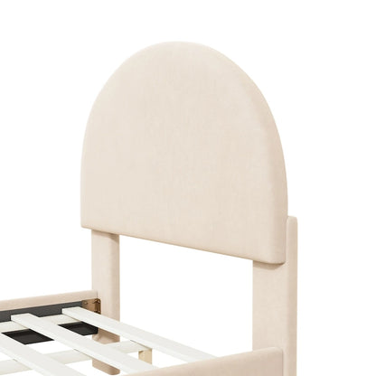 Twin Velvet Platform Bed with Semi-Circle Headboard