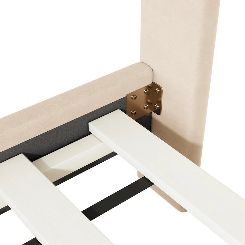 Twin Velvet Platform Bed with Semi-Circle Headboard