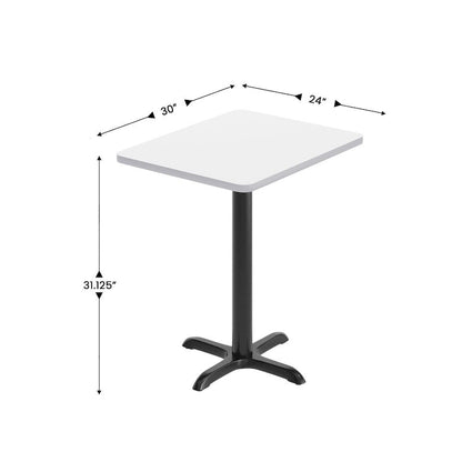 24 x 30 Rectangular Laminate Table Top with 22 x 22 Table Height Base - 24W x 30D x 31.125H