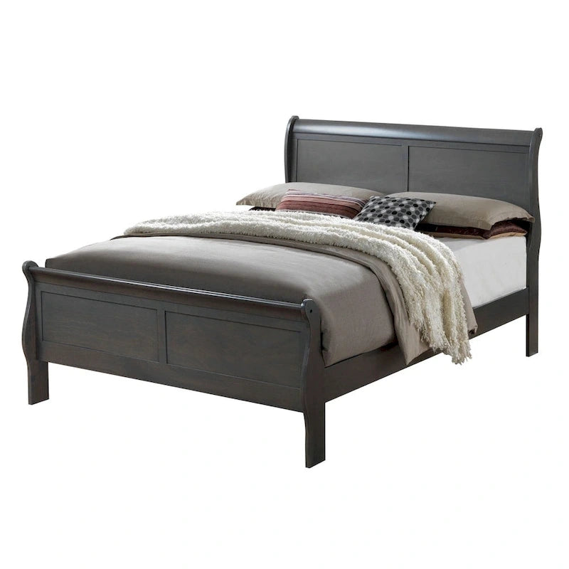 Furniture of America Mayday Contemporary Grey Solid Wood Sleigh Bed