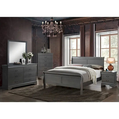 Furniture of America Mayday Contemporary Grey Solid Wood Sleigh Bed