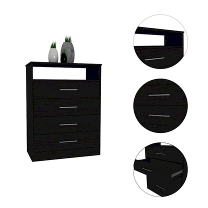 TUHOME Continental Dresser with 4 Drawers and Metal Hardware