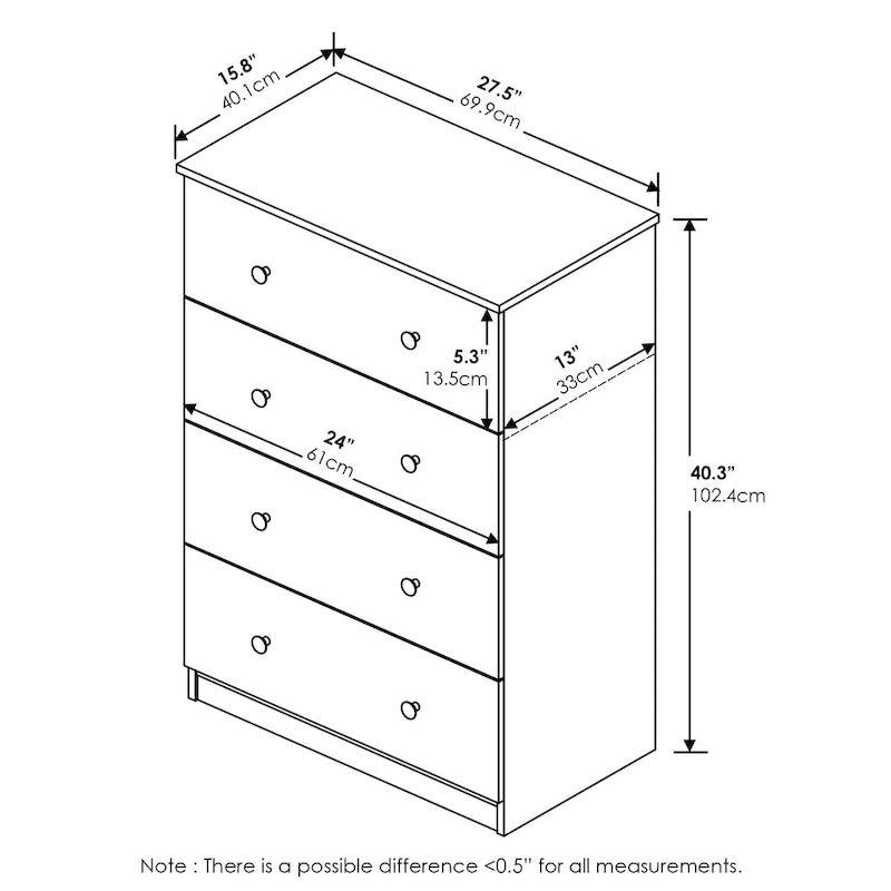 Furinno Tidur Simple Design 4-Drawer Dresser