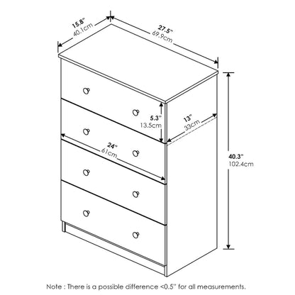 Furinno Tidur Simple Design 4-Drawer Dresser